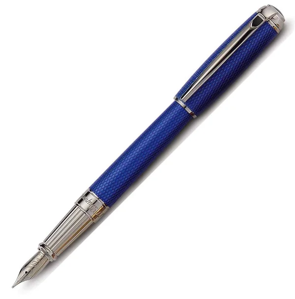 S.T. Dupont Line D Large Fountain Pen - Diamond Guilloche Sapphire - Extra-Fine