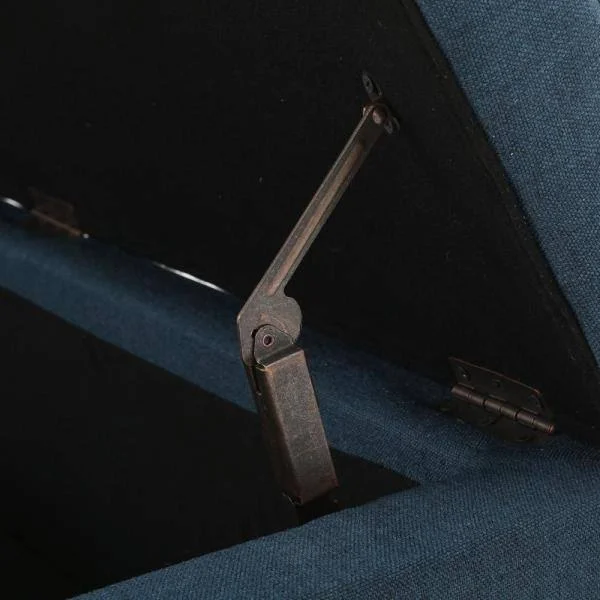 Noble House Mission Dark Blue Storage Fabric Ottoman Bench