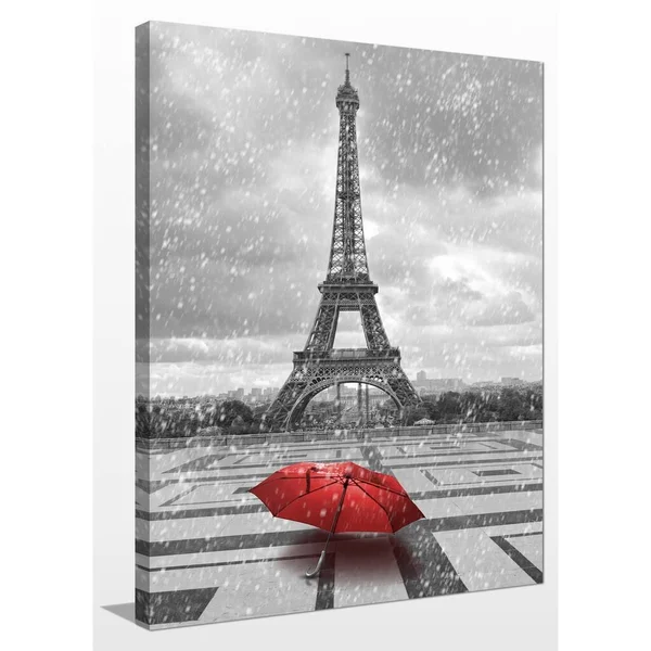 Picture Perfect International Umbrella in Paris Giclee Print Canvas Wall Art, 24 Inches x 36 Inches x 1.5 Inches