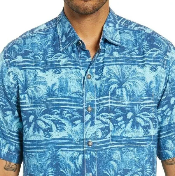 Tommy Bahama Primo Palms Short-Sleeve Woven Shirt - Monaco Blue L