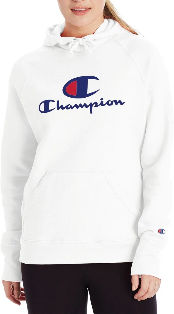Champion Women's Powerblend Graphic Hoodie - Large, White