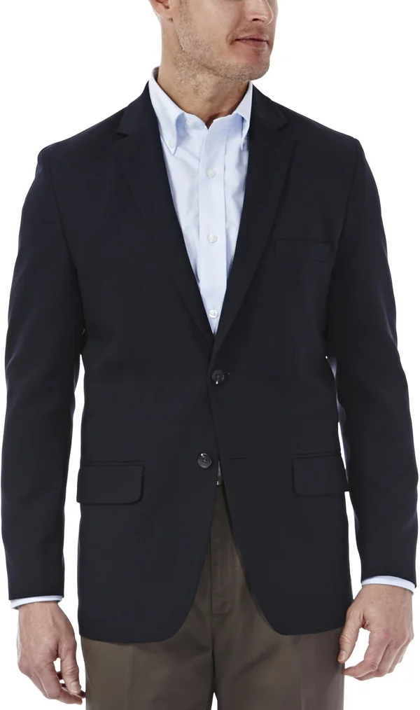 Haggar Men's in Motion Tailored-Fit Blazer - Blue - 40 Long