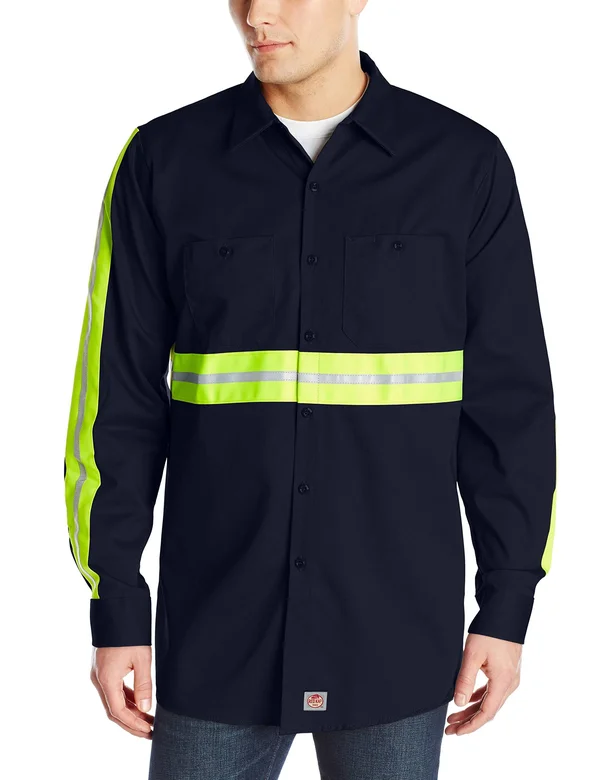Red Kap Enhanced Visibility Cotton Work Shirt - SC30 - Navy - XXL