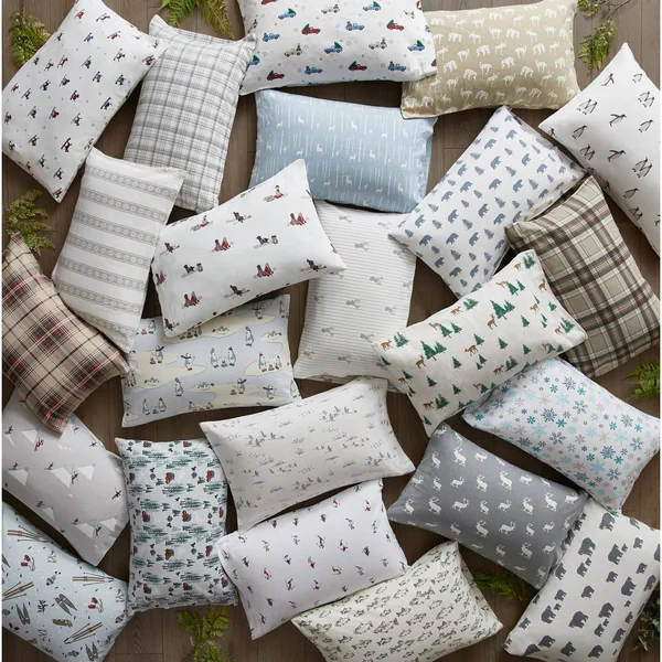Eddie Bauer Bears & Trees Flannel Sheet Set Blue Queen