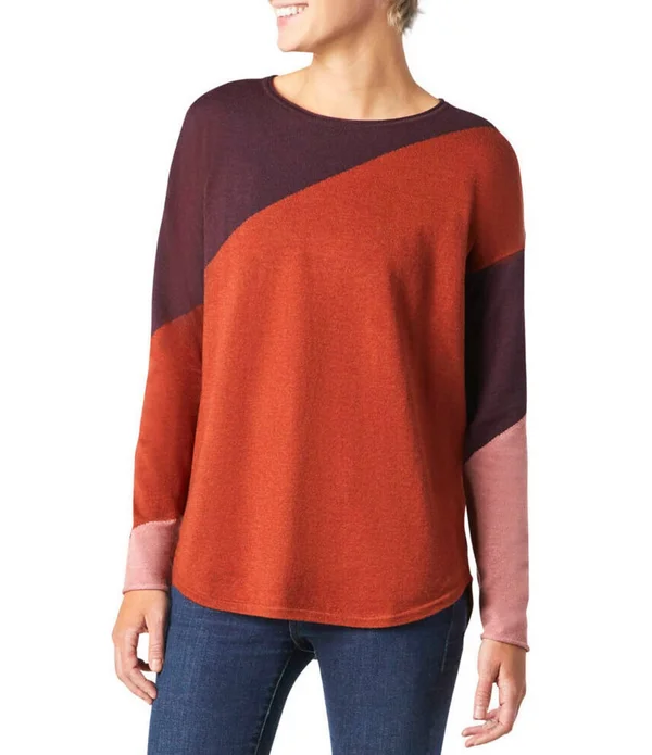 Smartwool Shadow Pine Colorblock Sweater - Women's Ginger Heather - M