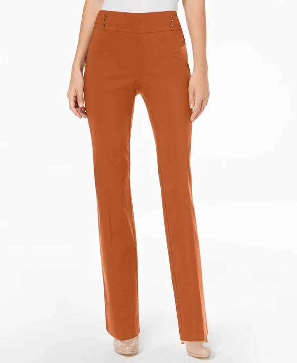 Jm Collection Studded Pull-On Tummy Control Pants - Regular and Short Lengths, Created for Macy&s - Rust