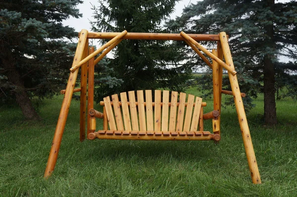 Moon Valley Rustic 5' Cedar Lawn Swing, Varnished, No Thanks, Red Canopy