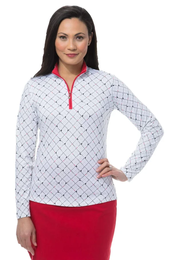 SanSoleil Women's SolCool Zip Mock, XL, Tee Box White