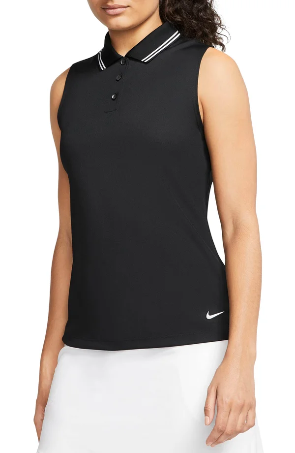 Nike Women's Dri-Fit Victory Sleeveless Golf Polo, XXL, Black