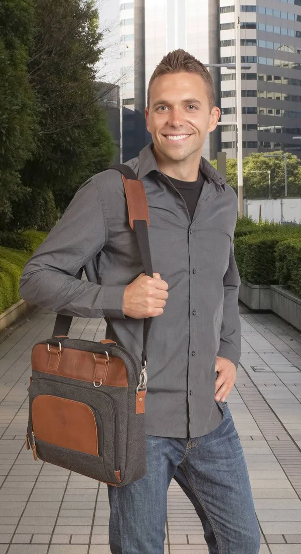 Canyon Outback Leather Grey Wool & Leather Jonah Briefcase