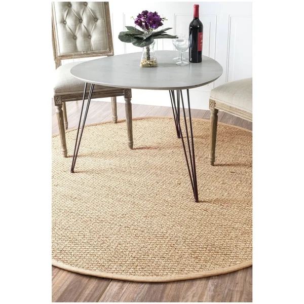 nuLOOM Elijah Seagrass with Border Beige 8 ft. Square Rug