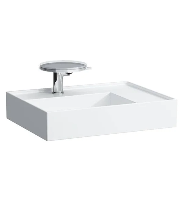 Laufen Kartell 23 5/8x22 Wall Mount Rectangular Shelf Right Bathroom Sink in Grey Matte, Faucet Holes: Without Tap Holes, SKU: H