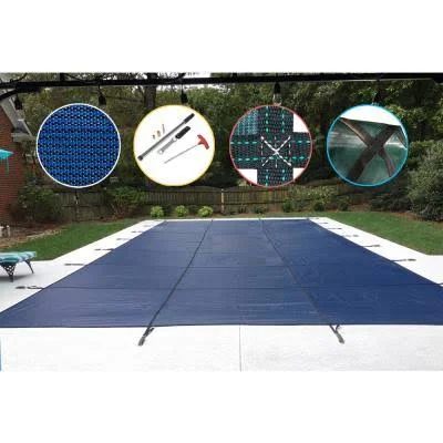WaterWarden Safety Pool Cover for 16& x 38& in Ground Pool - Blue Mesh