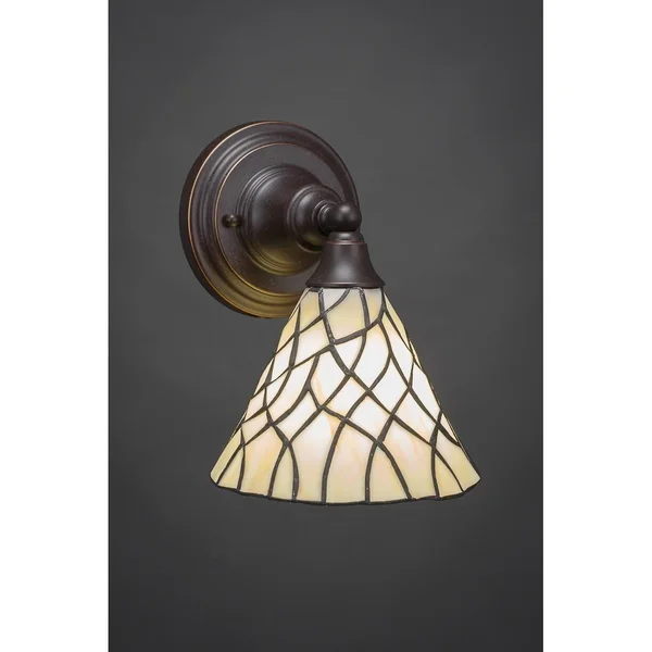Toltec Lighting 40-DG-9975 Wall Sconce with 7 in. Roman Jewel Tiffany Glass in Dark Granite