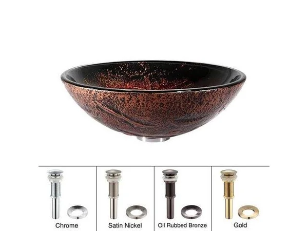 Kraus Gv-710 Lava Glass Vessel Sink - Satin Nickel