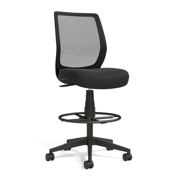 Union & Scale Essentials Mesh Back Fabric Drafting Stool Black (UN59386)
