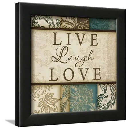 Live Laugh Love Framed Print Wall Art by Jennifer Pugh, Size: 12 x 12, Black