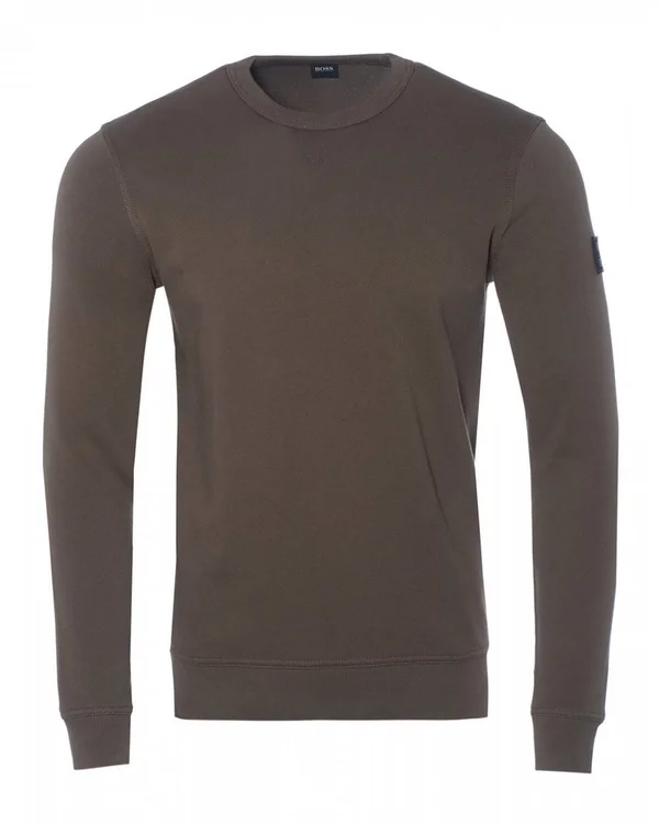 Boss Mens Walkup 1 Relaxed Fit Sweatshirt, Beige Jumper