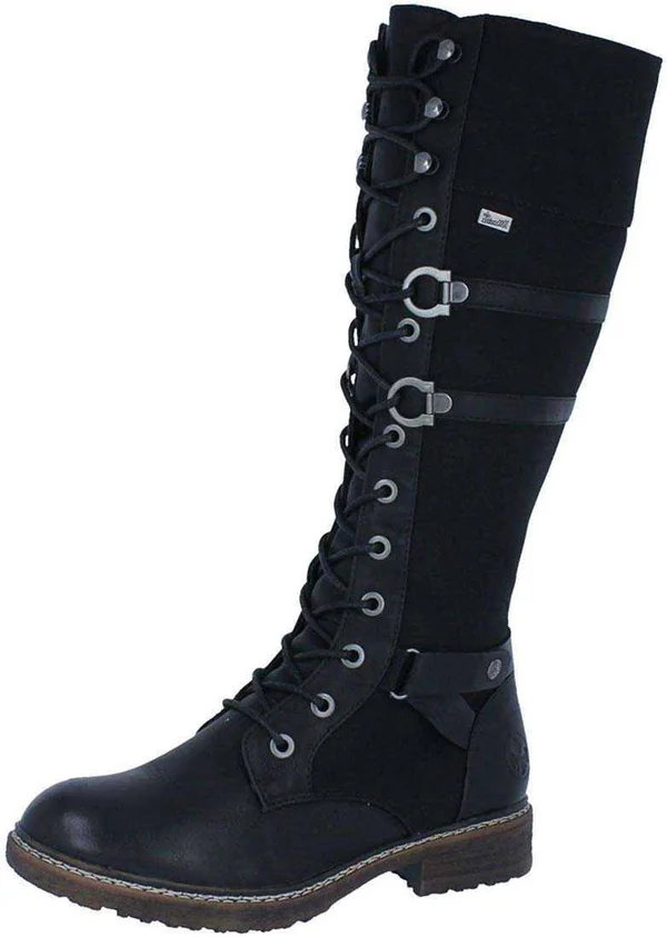 Rieker 94732-00 Warm Lined Black Knee High Boots 38 EU