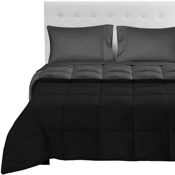 Bare Home Reversible Bed-in-a-Bag Down Alternative Comforter/Sheet Set - Comforter: Sand/Taupe - Sheets: Taupe - Queen