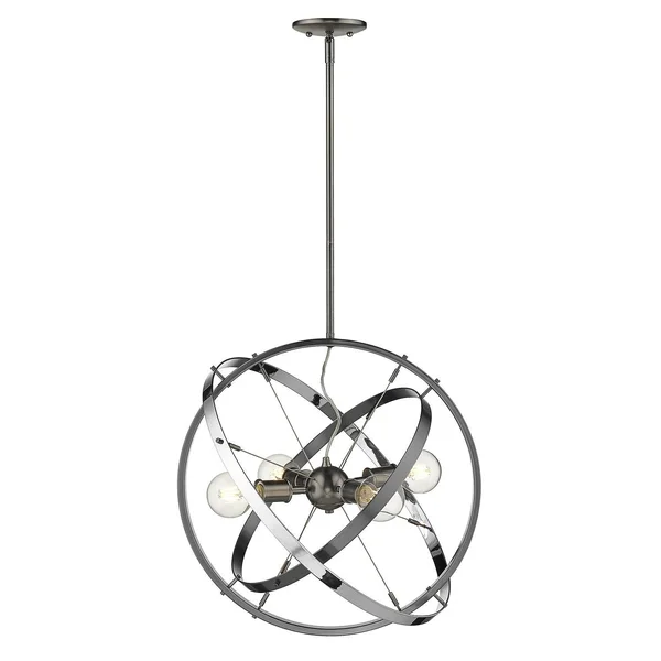 Golden Lighting 7936-4 BS-BS-BS Atom Chandelier 4 Light Steel Brushed