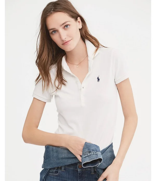 Polo Ralph Lauren Women's Skinny Stretch Polo Shirt - White - Size L