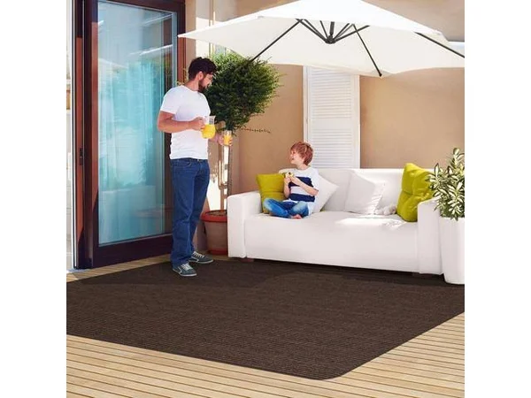 House - Home and More Indoor/Outdoor Double-Ribbed Carpet Area Rug with Skid-Resistant Rubber Backing - Bittersweet Brown - 3' x