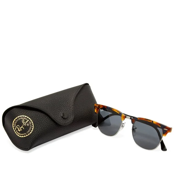 Ray-Ban RB3016-1158R5 Clubmaster Fleck Sunglasses - Tortoise Black/Blue Grey Classic Lens - 49mm