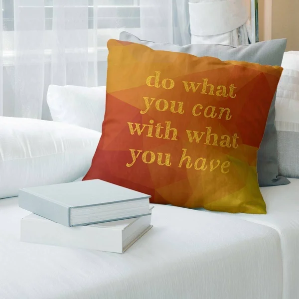 Quotes Faux Gemstone Do What You Can Quote Pillow-Faux Linen - 16 x 16 - Square - Zipper Closure - Medium - Removable Cover - Ac