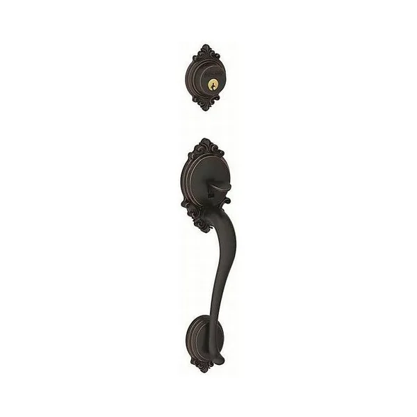 Schlage F62-BRK-GEO Brookshire Double Cylinder Handleset with Interior Georgian Aged Bronze