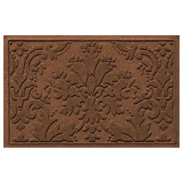 Waterguard Damask Indoor Outdoor Mat - Dark Brown, 3x5 ft