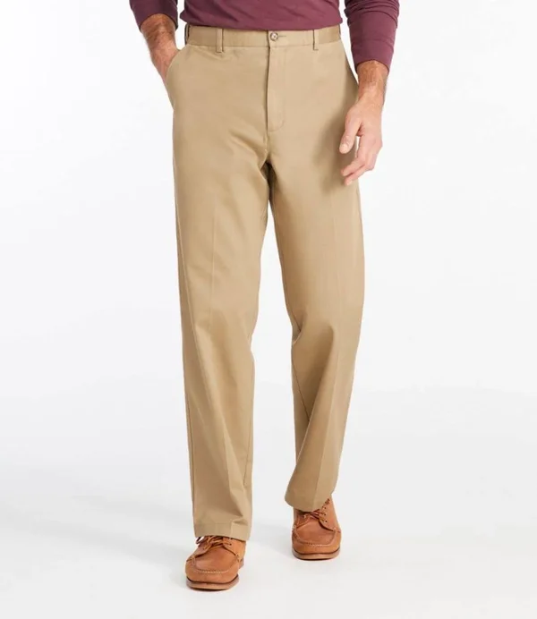 Men's Wrinkle-Free Double L Chinos, Natural Fit Hidden Comfort Plain Front Brown 35x34, L.L.Bean