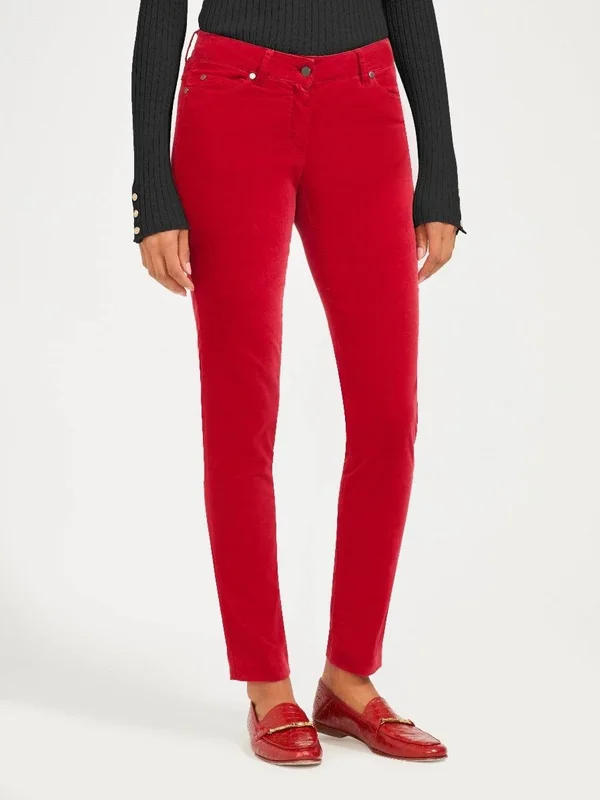 J.Mclaughlin Women's Watson Velvet Jeans Red Solid, Size 14