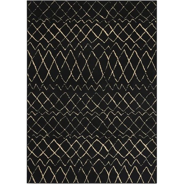 Nourison Grafix Moroccan Patterned Area Rug (7& x 10& - Black)
