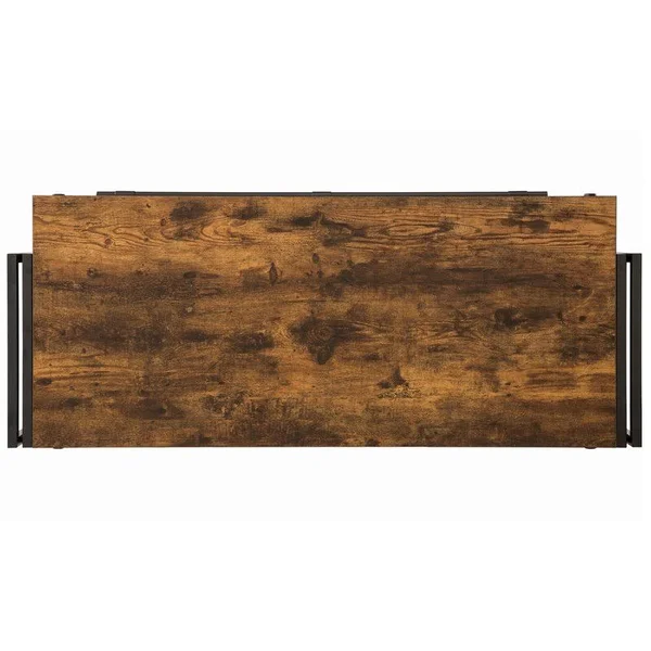 Bowery Hill Industrial Home Bar Unit with Stemware Rack in Antique Nutmeg