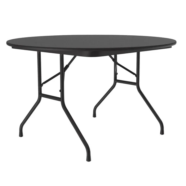 Correll 48x22 Round Melamine Folding Table, Black