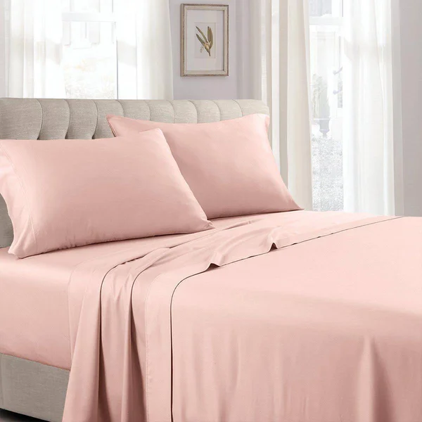 Sateen Bed Sheets Sets Cotton 300 Thread Count King - Blush