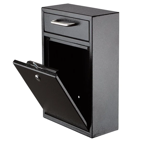 AdirOffice Locking Black Large Drop Box Wall Mounted Mailbox