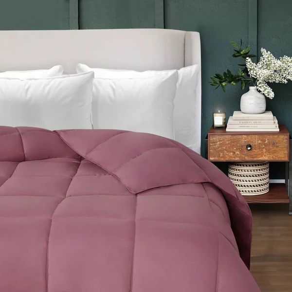 Blue Nile Mills Fluffy Luxurious Reversible Hypoallergenic Solid Down Alternative Comforter
