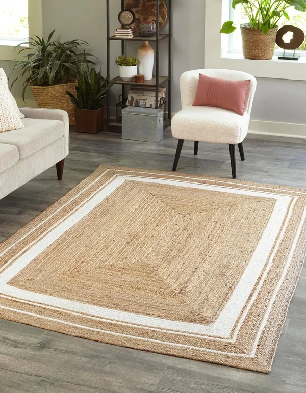 Unique Loom Gujarat Braided Jute Rug - Natural/Ivory (2& 0 x 3& 0)