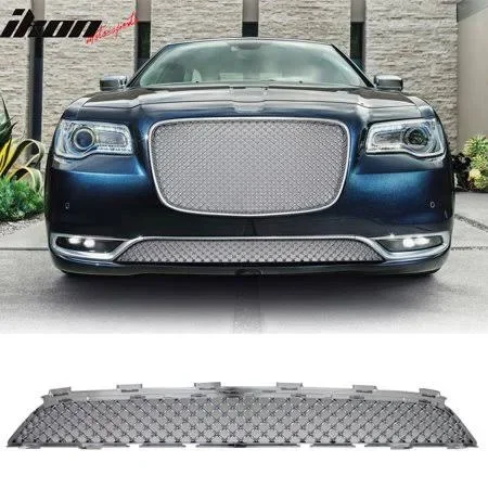 Ikon Motorsports Grille - Fits 15-17 Chrysler 300 300C B Style Front Lower Grill Grille - Chrome, Silver