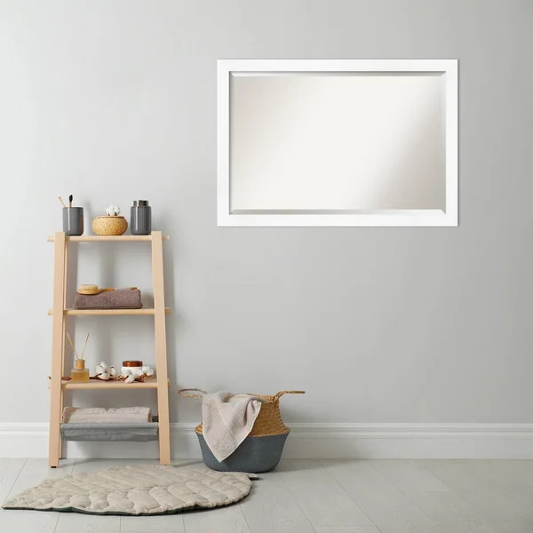 Amanti Art Narrow Cabinet White Bathroom Vanity Wall Mirror, 39x27