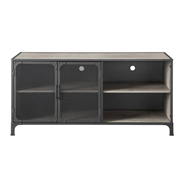 Carbon Loft 52-Inch Mesh Door Industrial TV Console - Reclaimed Barnwood