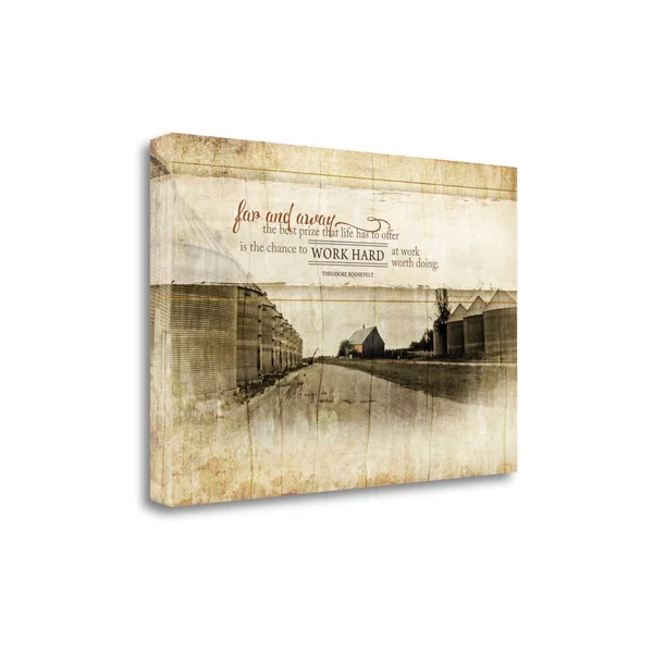 Tangletown Fine Art 'Work Hard' Graphic Art Print on Canvas - Beige