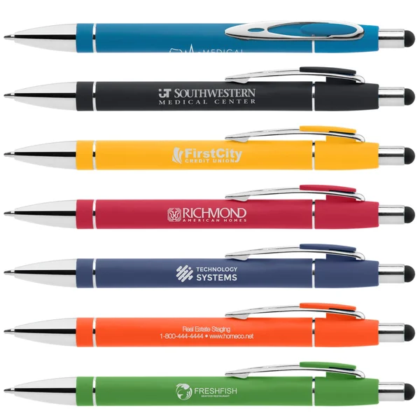50 ct Engraved Soft Touch Metal Ellis Stylus Pens - Personalized Custom Promotional Pens by National Pen