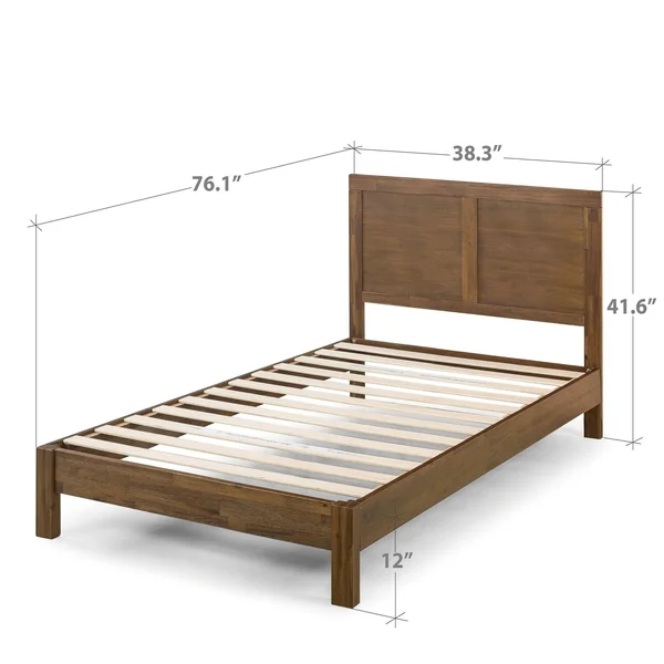 Priage by Zinus Brown Wood Platform Bed Frame (Twin)