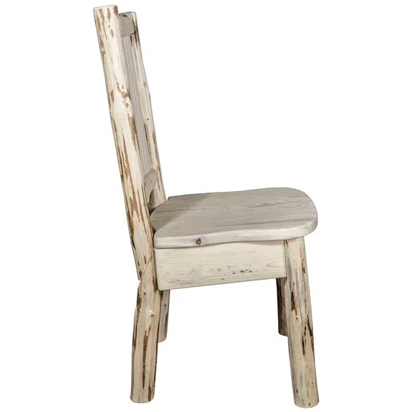 Montana Woodworks Montana Collection Side Chair w/ Laser Engraved Moose Design - Clear Lacquer Finish