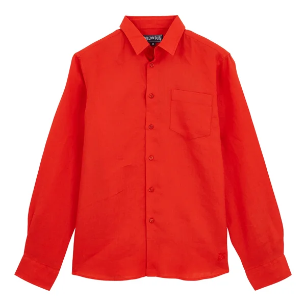 Vilebrequin Men Linen Shirt Solid - Red - Casual Shirts