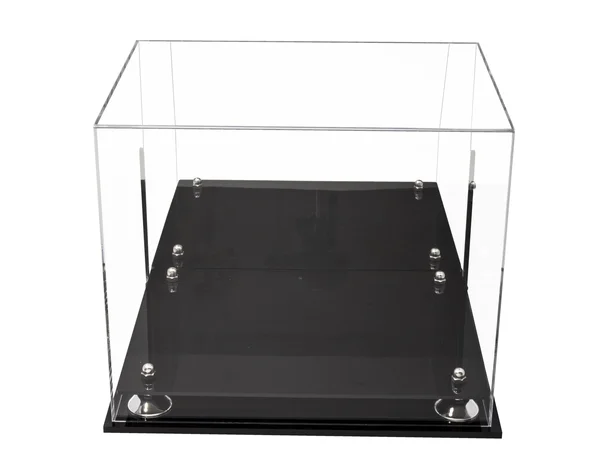 Versatile Deluxe Acrylic Display Case - Large Rectangle Box with Silver Risers Mirror and Wall Mount 14.5 inch x 11 inch x 12 in