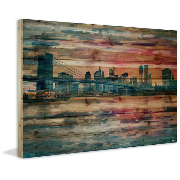 Parvez Taj Bridge at Dusk Art Print on Natural Pine Wood
